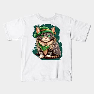 Beautiful Cat Lady St. Patrick's Day Kids T-Shirt